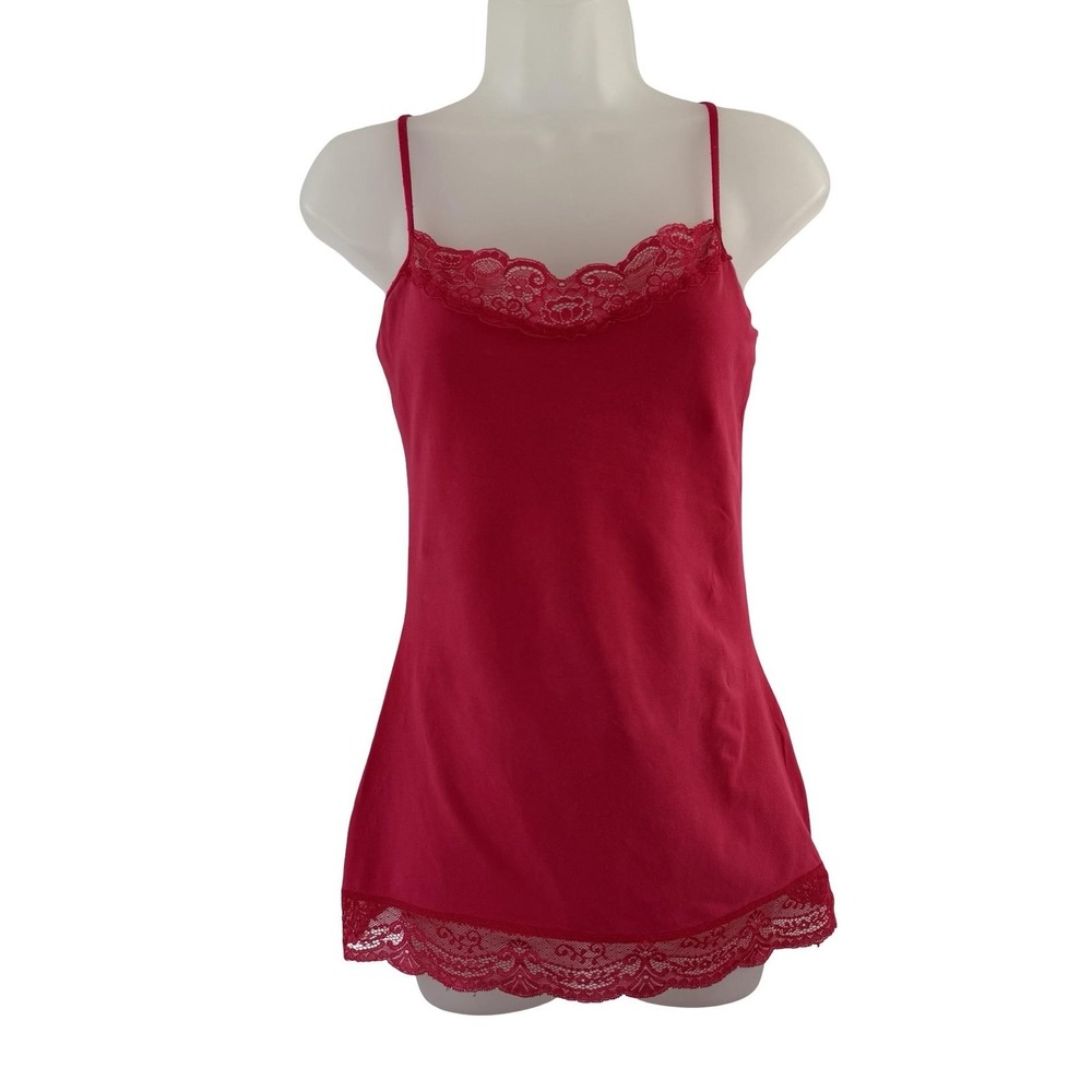 Express Tank Top Womens M Red Lace Trim Camisole Bella Swan Elena Gilbert Y2K